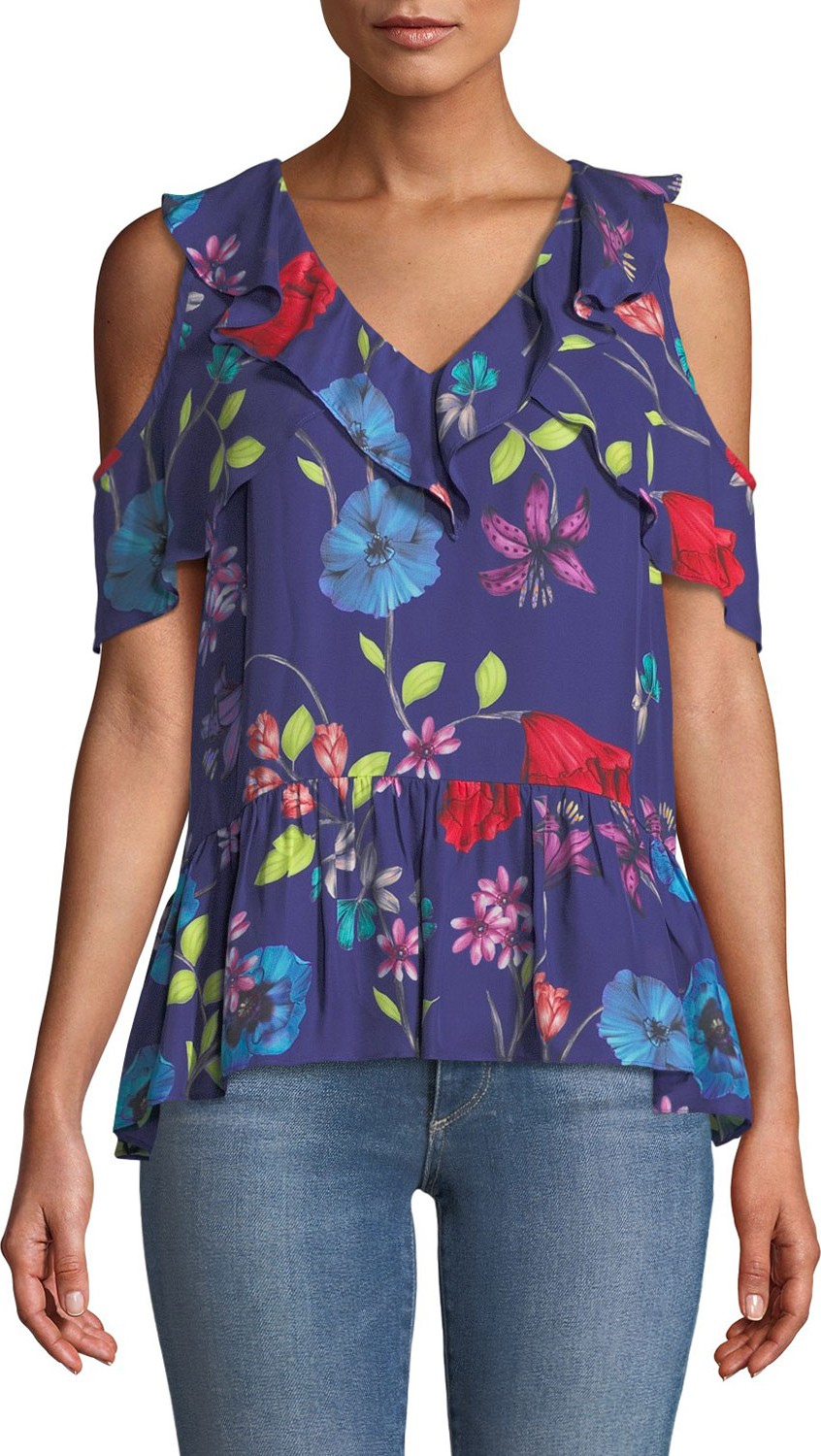 Parker Dedra Floral Cold-Shoulder Top