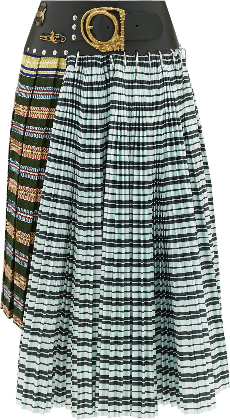 Chopova Lowena Pleated check wool-blend midi-skirt