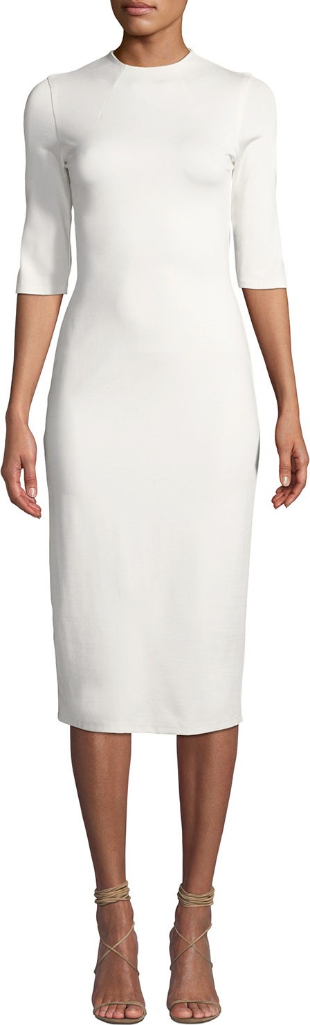 Alice + Olivia Delora Fitted Mock-Neck Midi Dress