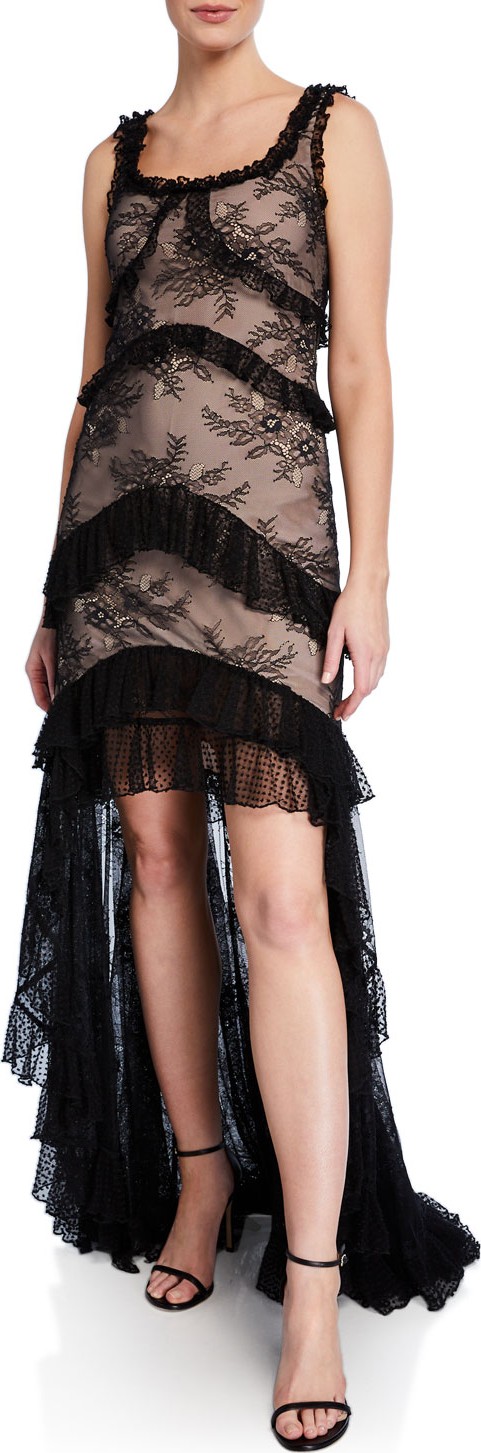 Alexis Timotha Lace High-Low Ruffle Gown