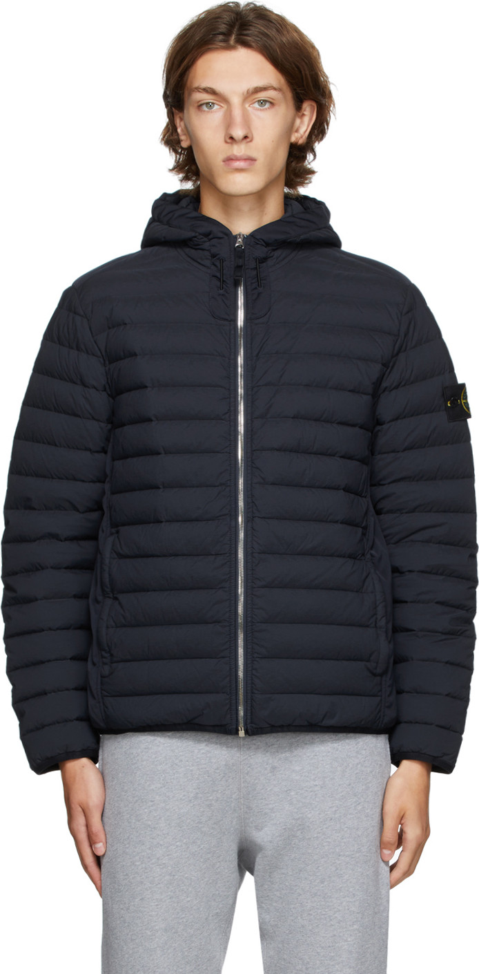 Stone Island - Navy Down Chambers Stretch Nylon-TC Jacket