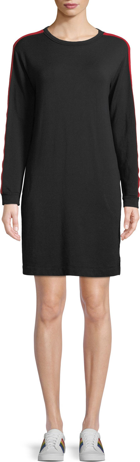 Velvet By Graham & Spencer Breck Crewneck Side-Stripe Shirt Dress