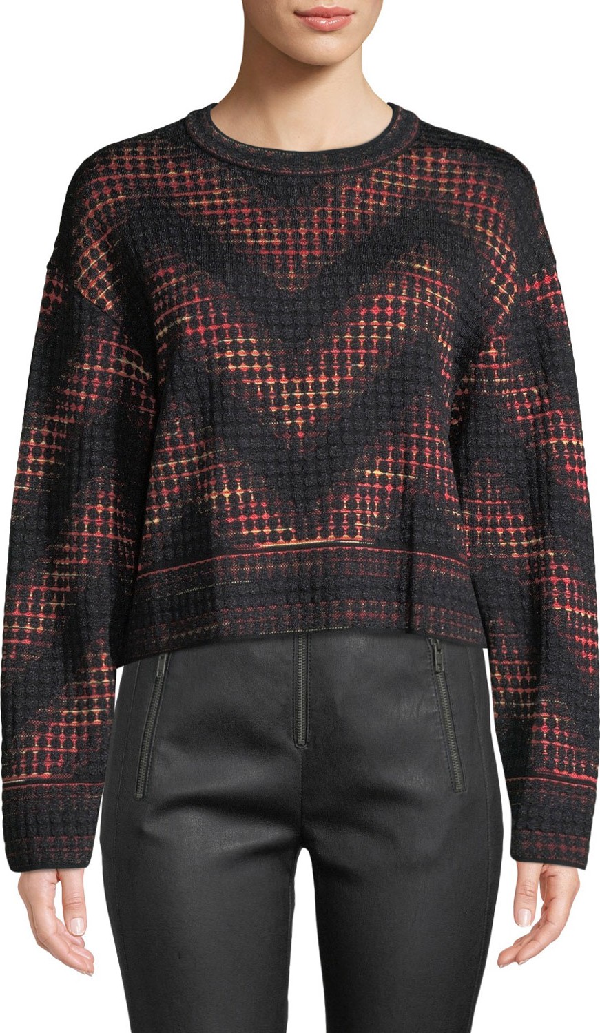 M Missoni Long-Sleeve \\ Zigzag Jacquard Top