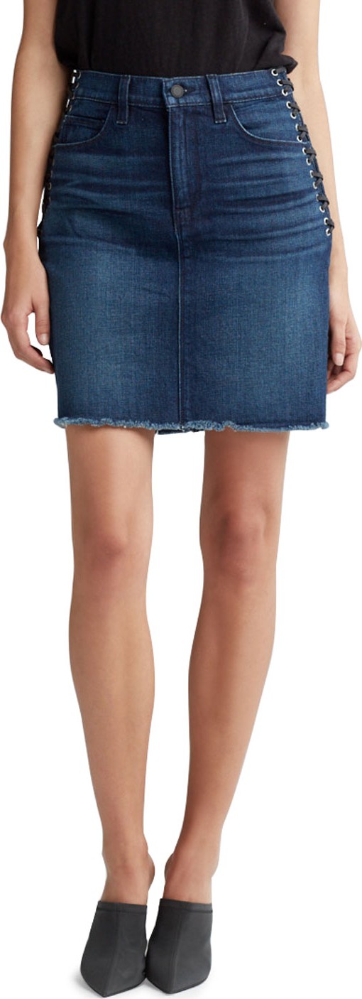 Hudson Lulu High-Rise Lace-Up Grommet Denim Skirt Hudson Lulu High-Rise Lace-Up Grommet Denim Skirt