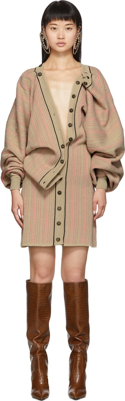 Y/Project Beige & Pink Knit Button Dress