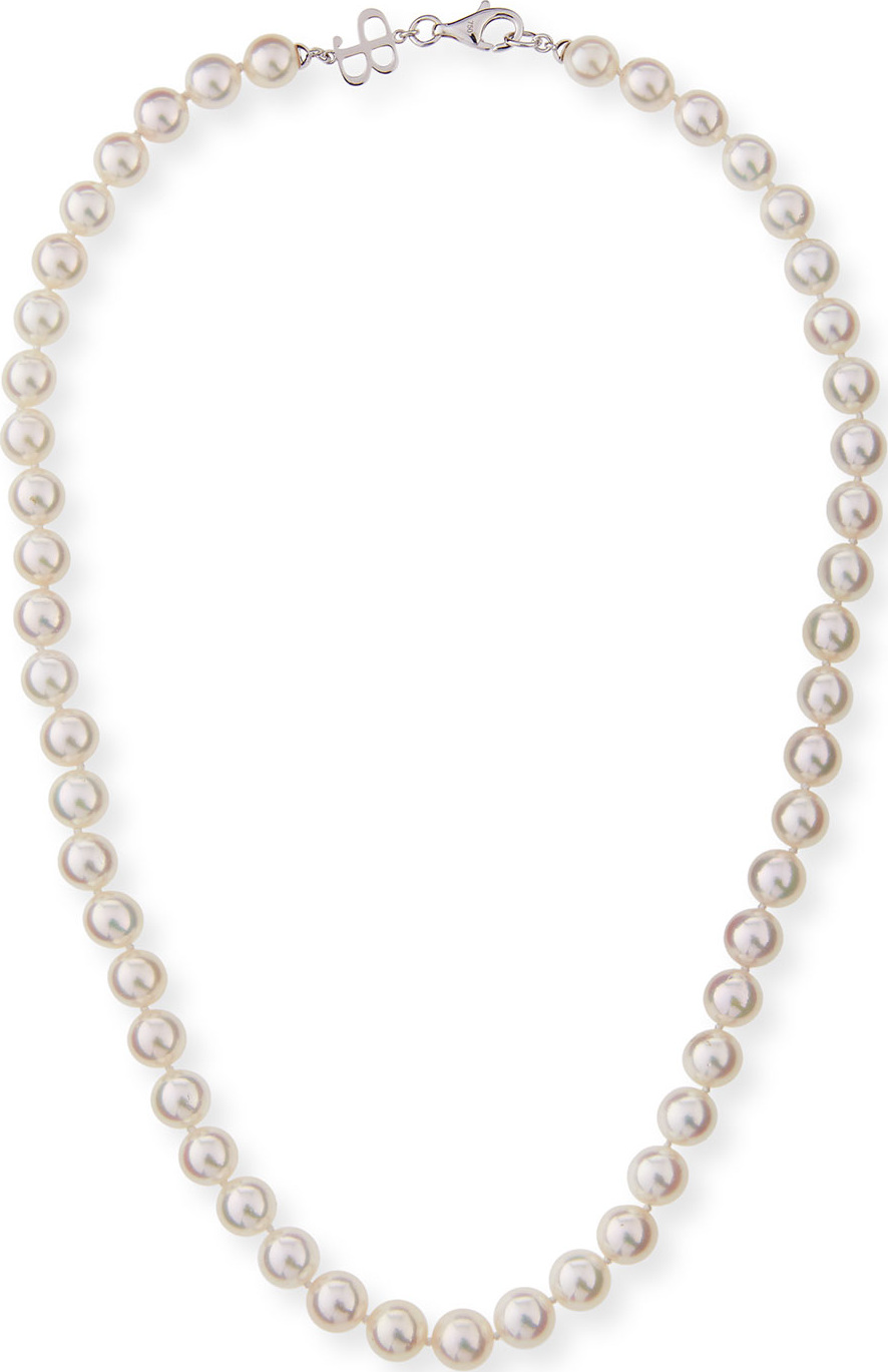Belpearl 8.5mm Akoya Pearl Necklace in 18K White Gold, 18"L