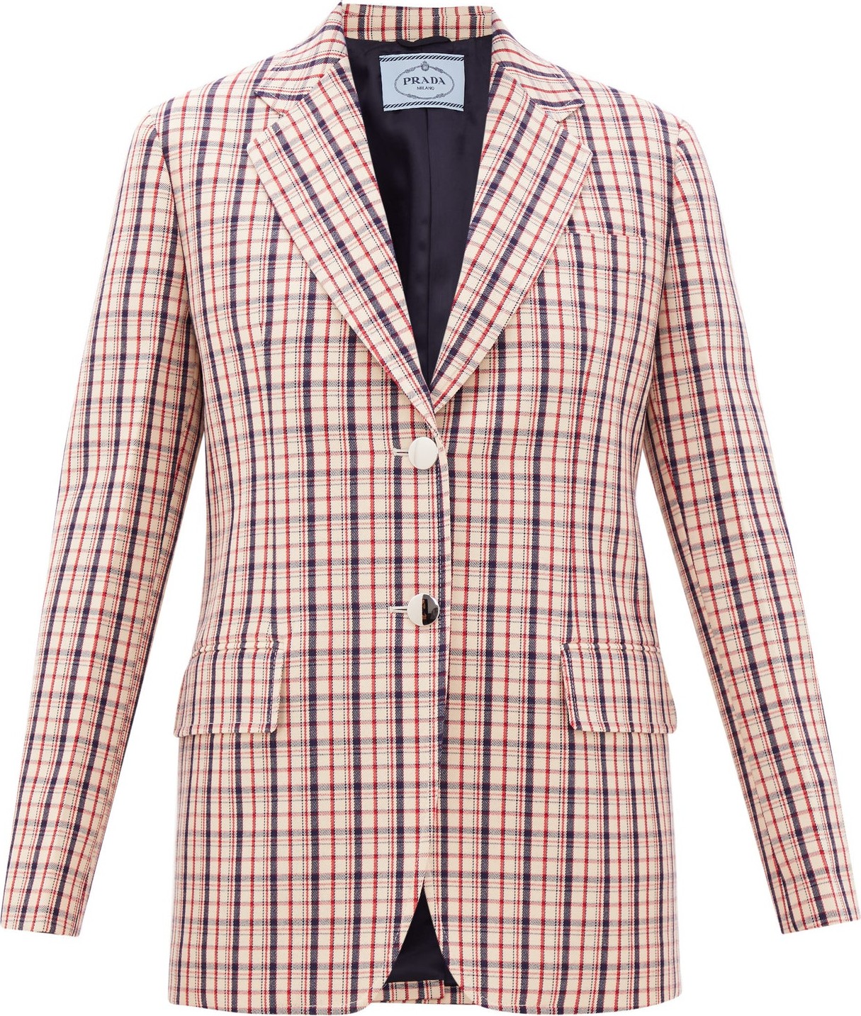 Prada Single-breasted checked wool-twill blazer