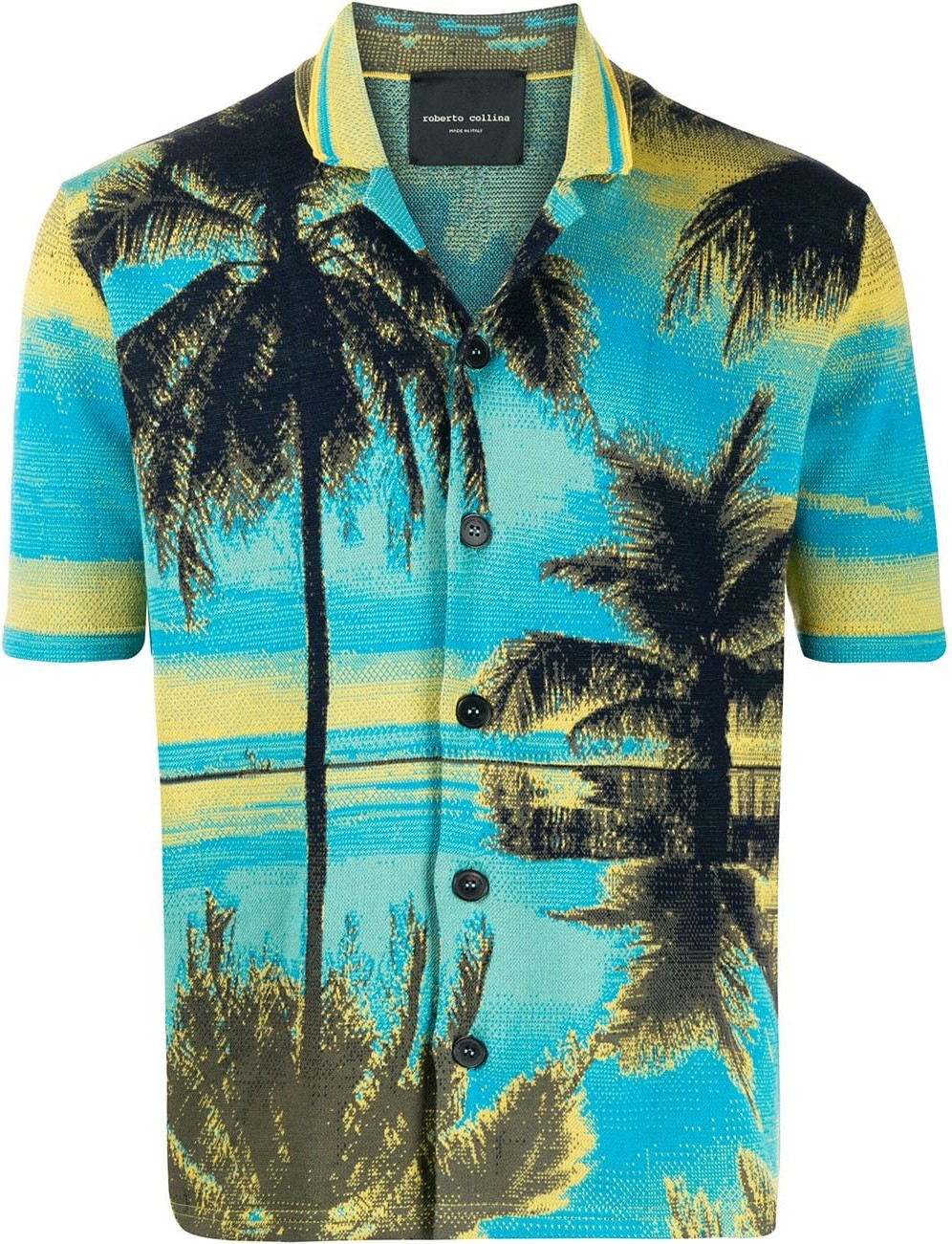 Roberto Collina Knitted palm tree-print shirt