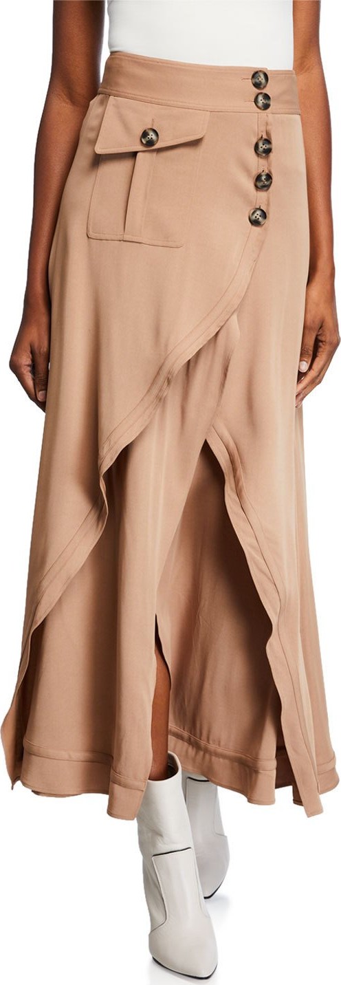 Self Portrait Asymmetric Midi Skirt