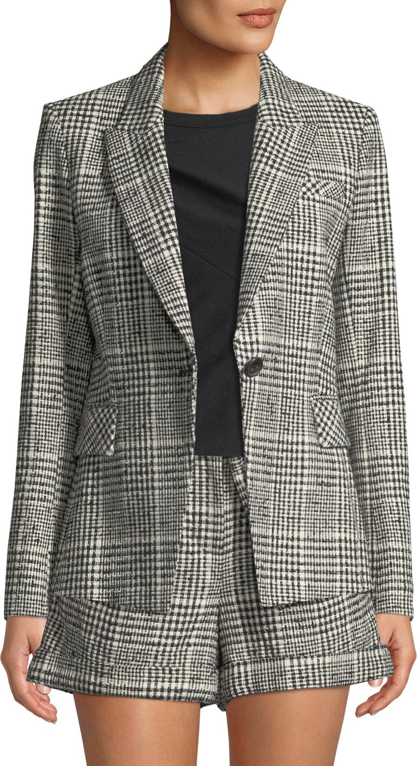Veronica Beard Rhett Plaid Single-Button Dickey Jacket