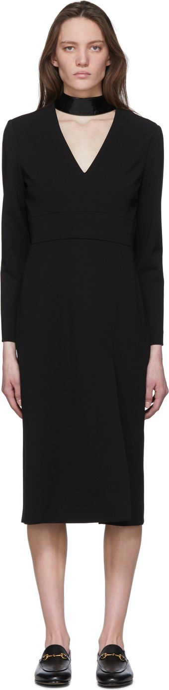 Gucci Black Patent Collar Long Sleeve Dress