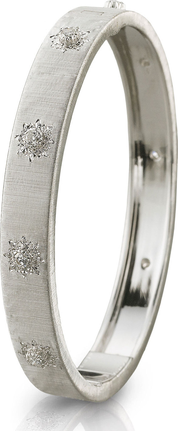 Buccellati Classica 18k White Gold Diamond Bangle Bracelet