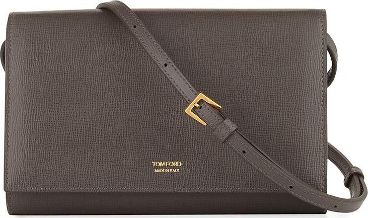 TOM FORD Saffiano Leather Wallet on Crossbody Strap