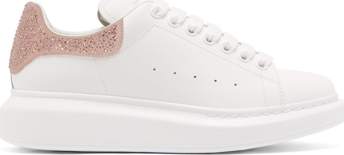 Alexander McQueen Embellished low-top white leather trainers
