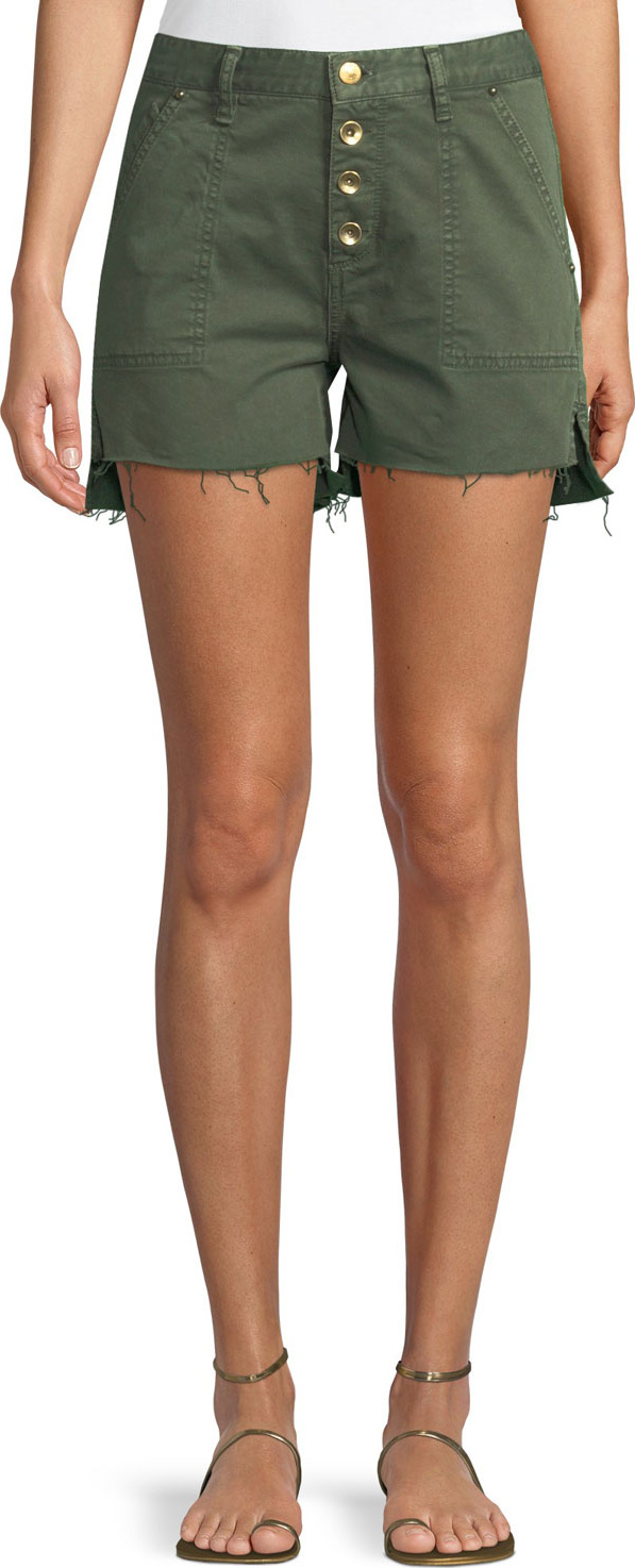 Acynetic Harmony Button-Front Twill Cutoff Shorts