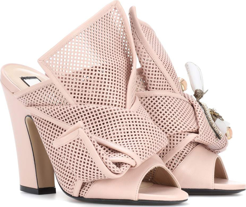 N°21 Knotted leather open-toe pumps