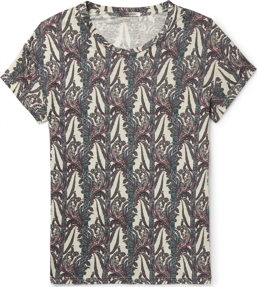 Isabel Marant Karnaby Paisley-Print Linen-Jersey T-Shirt