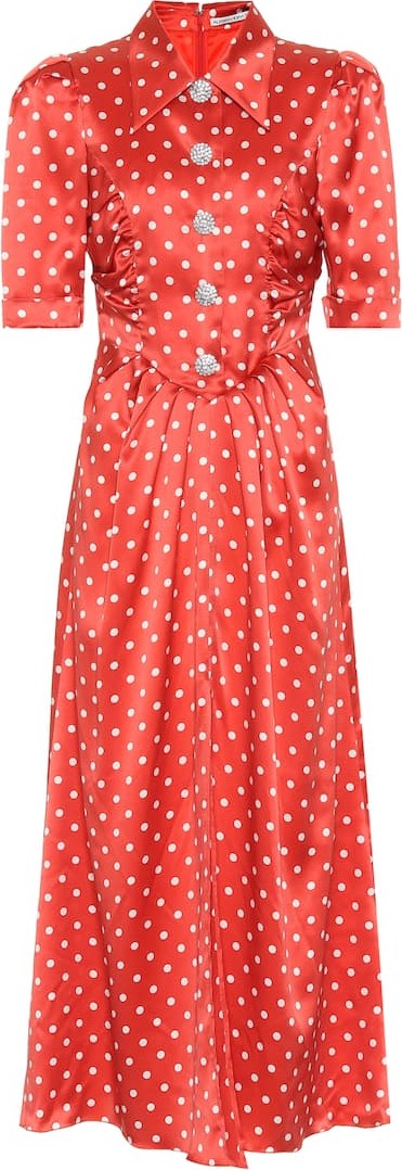 Alessandra Rich Embellished polka-dot silk dress