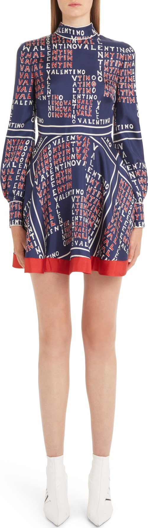 Valentino Puzzle Print Silk Twill Dress
