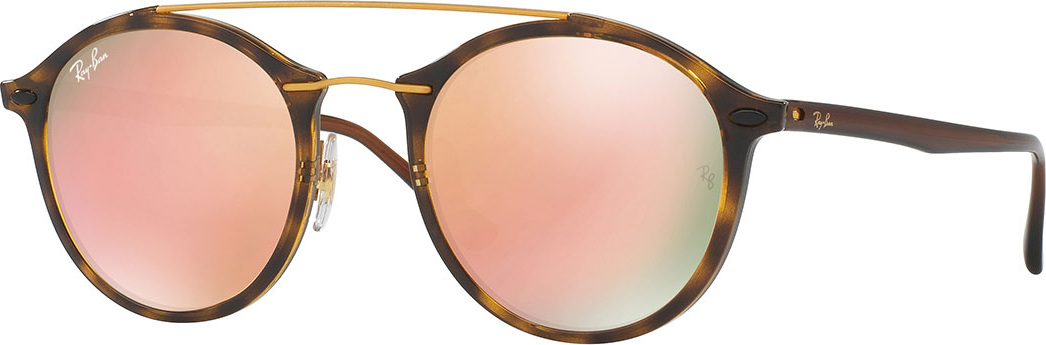 Ray Ban Round Iridescent Double-Bridge Sunglasses, Havana/Copper