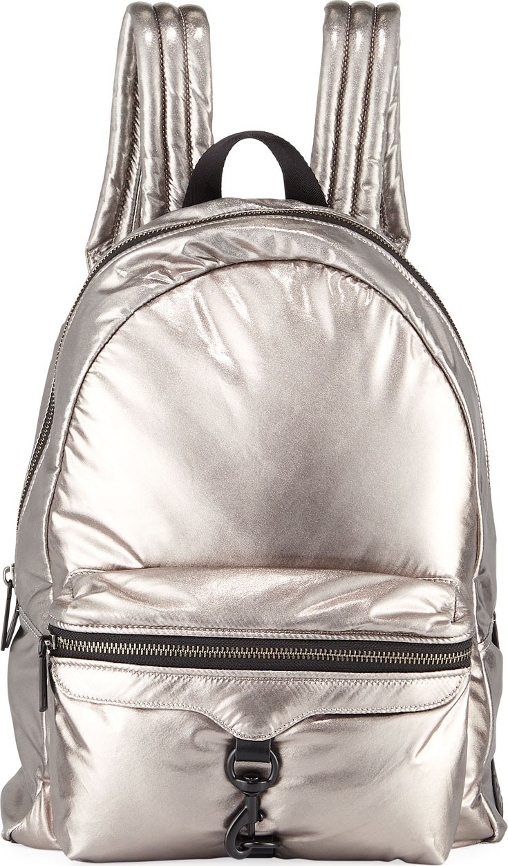 Rebecca Minkoff Riley Tall Puffy Backpack, Silver
