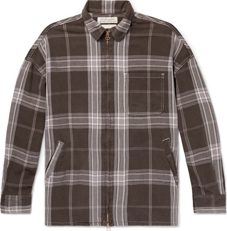 Remi Relief Checked Cotton-Twill Zip-Up Shirt