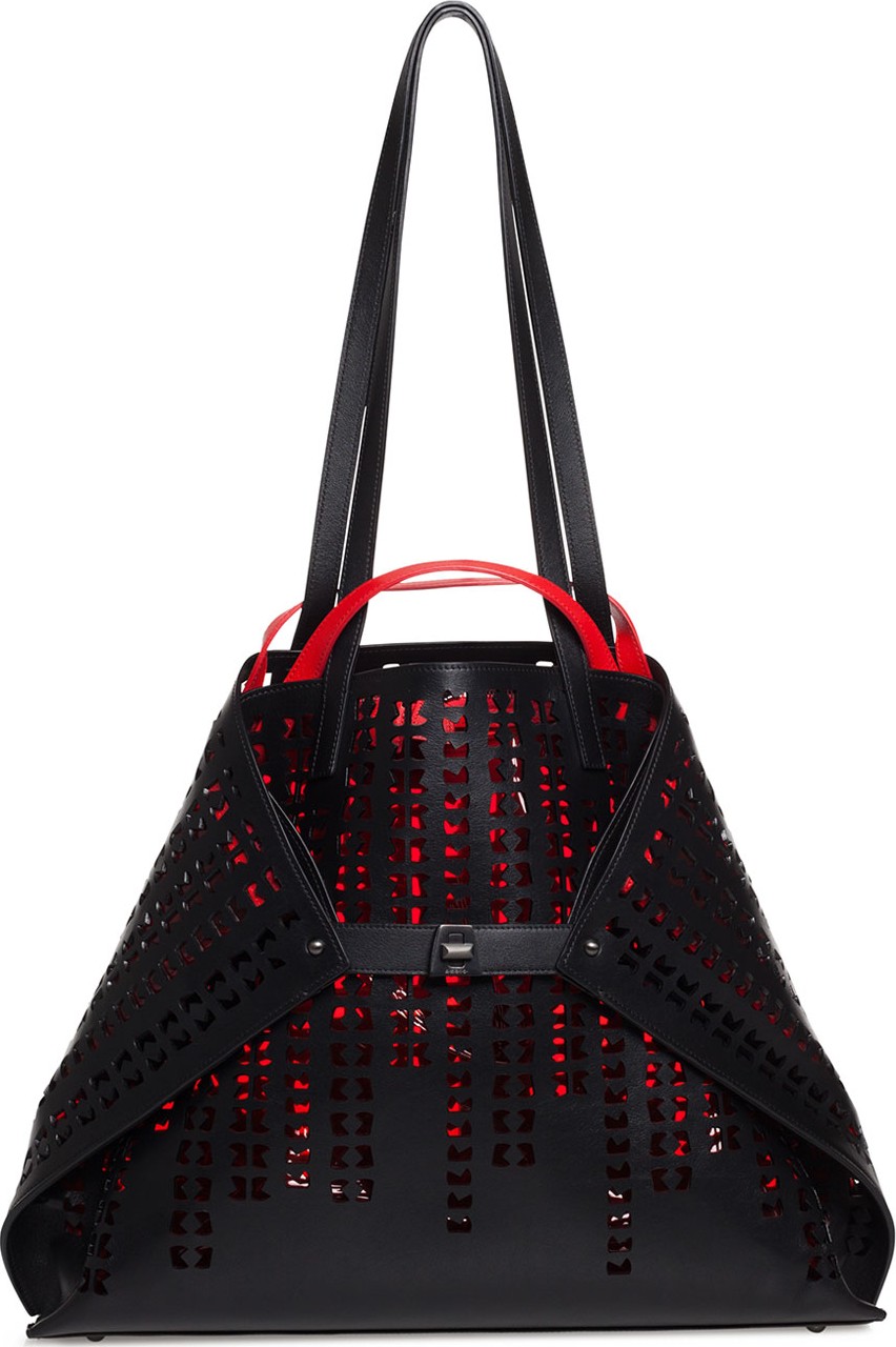Akris Ai Geta Bratescu Medium Laser-Cut Leather Shoulder Bag