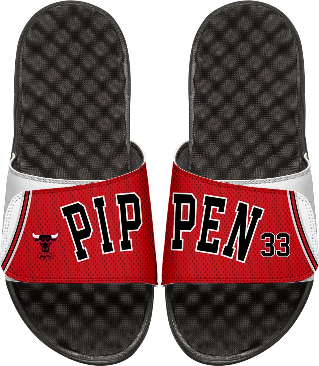 ISlide Men's NBA Retro Legends Scottie Pippen #33 Jersey Slide Sandals, White