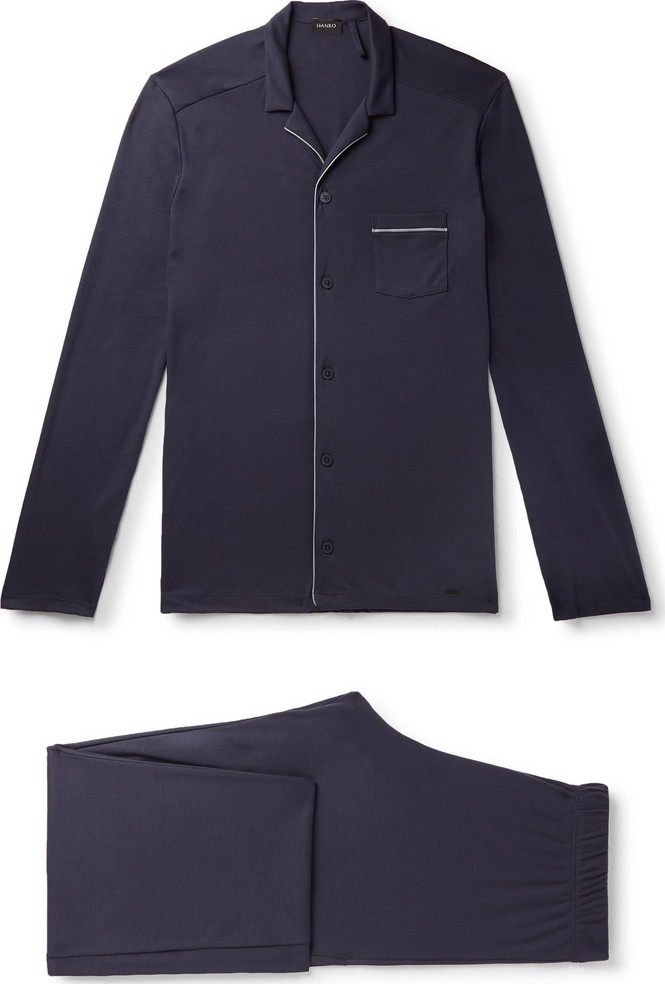 Hanro Piped Cotton-Jersey Pyjama Set
