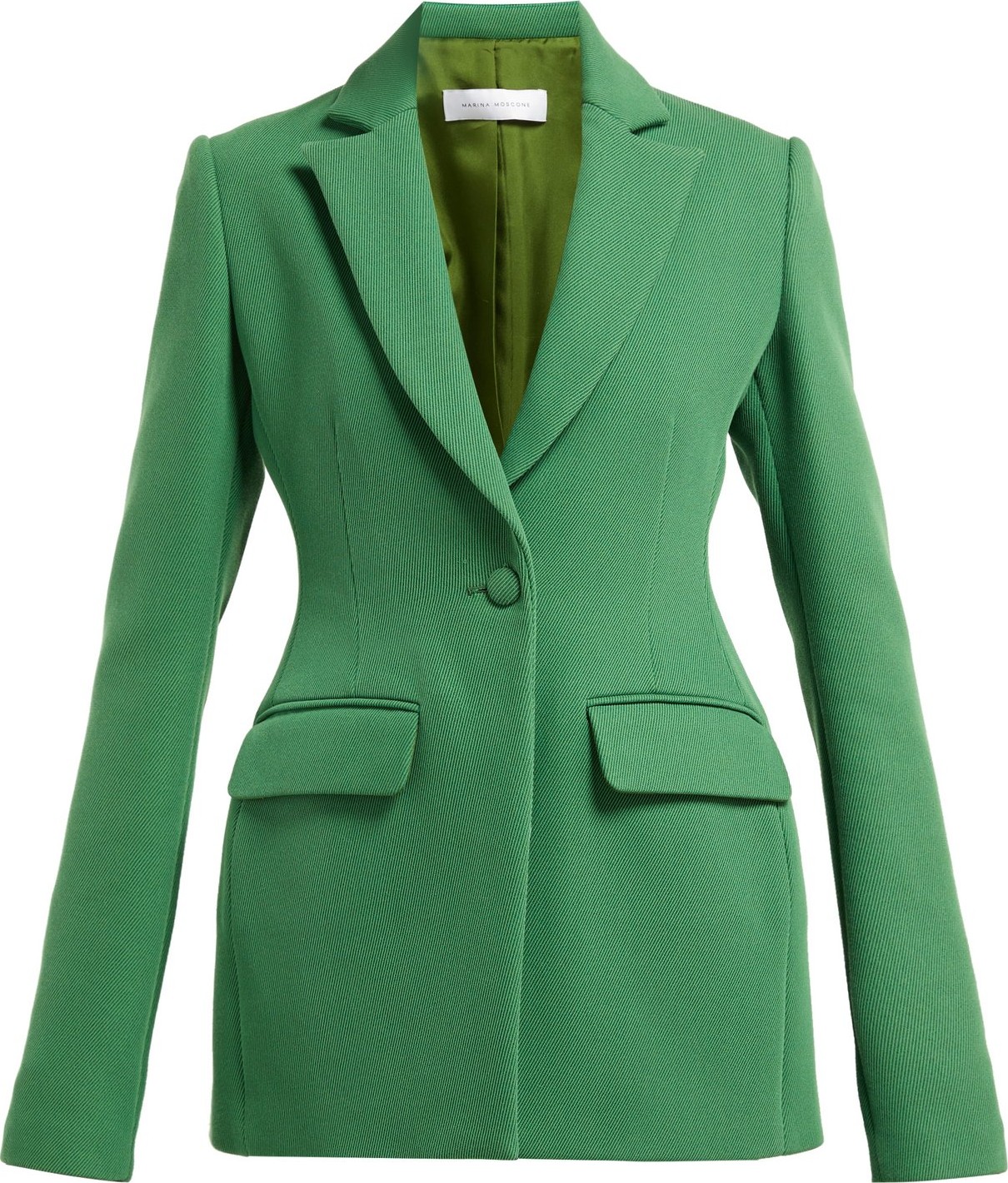 Marina Moscone Single-breasted basque-shaped twill blazer