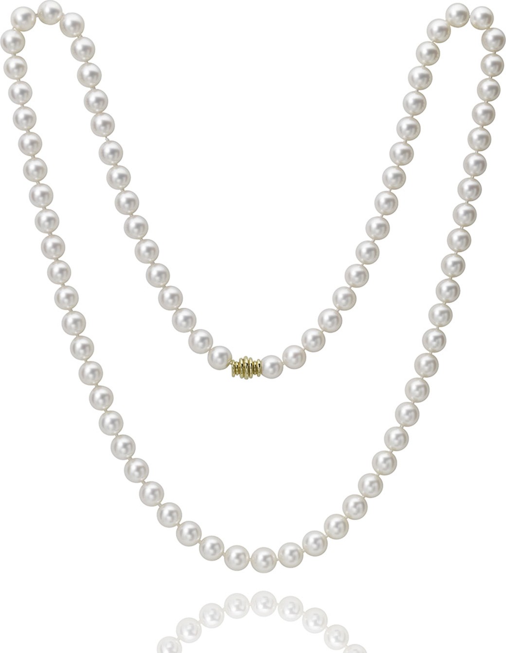 Assael Long 8mm Akoya Pearl-Strand Necklace w/ 18k Gold, 32"L