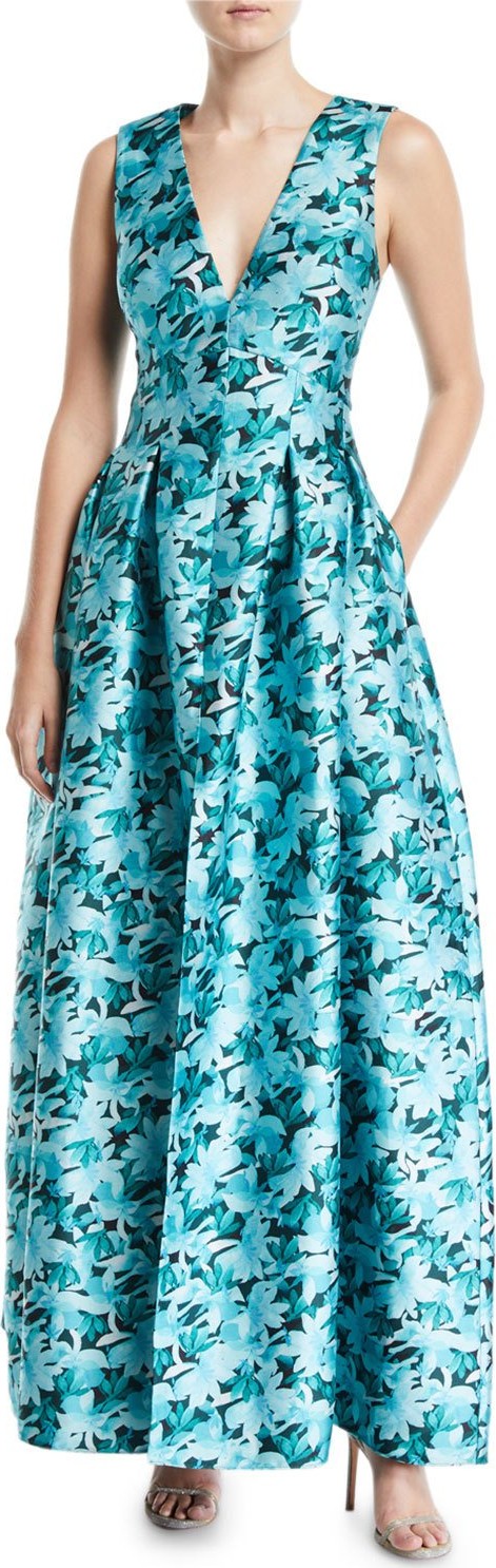 Sachin & Babi Brooke Floral Gown w/ Pockets