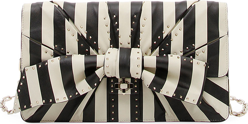 Valentino V.Stripes Bow Clutch Bag