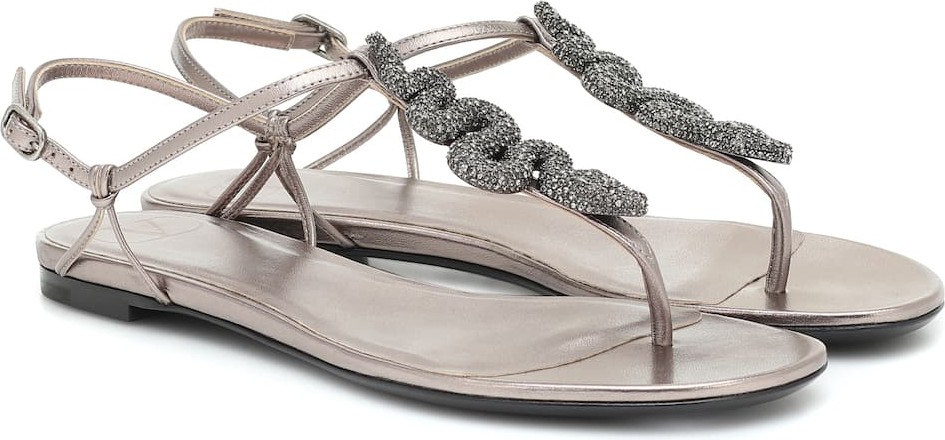 Valentino Valentino Garavani embellished metallic leather sandals