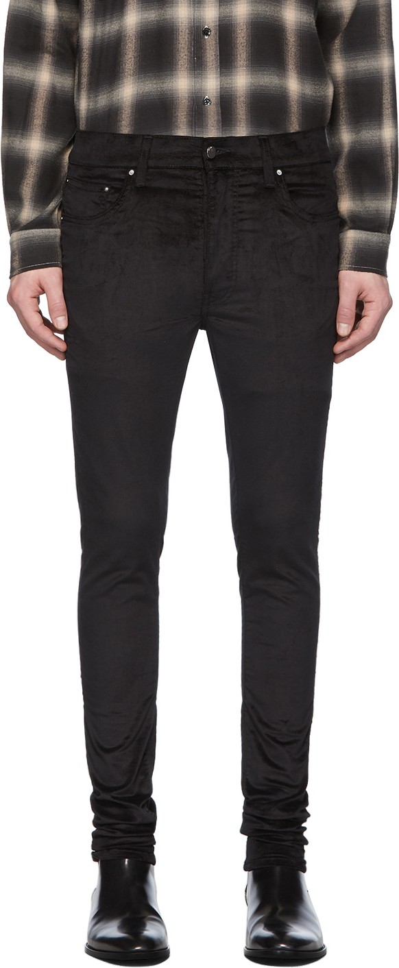 Amiri Black Velour Stack Trousers