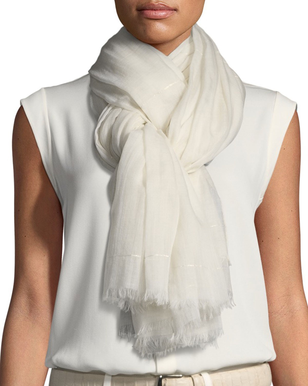 Loro Piana Unique Night Metallic-Stripe Stole