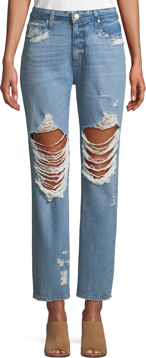 PAIGE Noella Distressed Straight-Leg Jeans