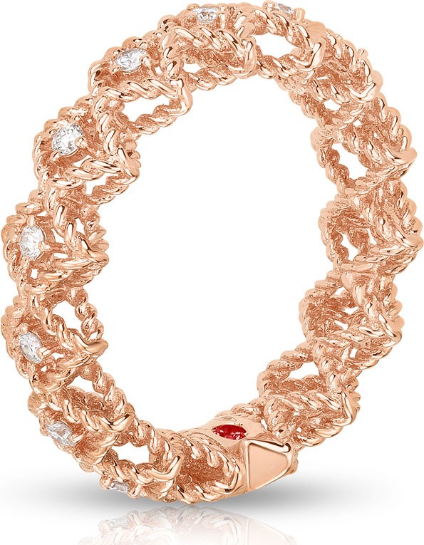 Roberto Coin Barocco Single-Row Diamond Ring in 18K Rose Gold, Size 6.5