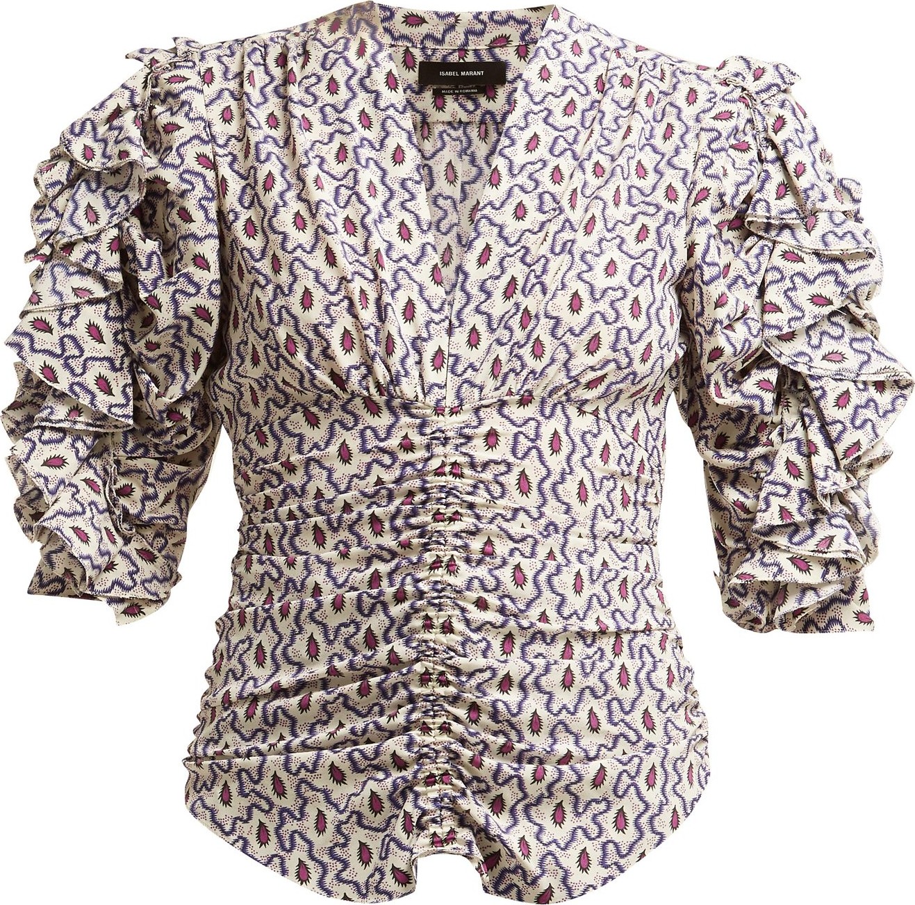 Isabel Marant Andora ruffled silk-blend crepe blouse