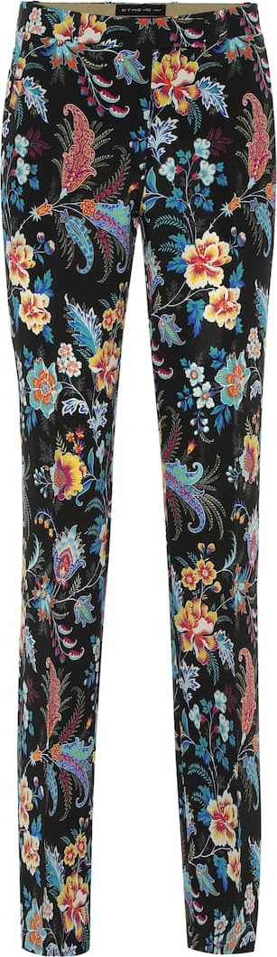 Etro Printed silk-crêpe straight pants