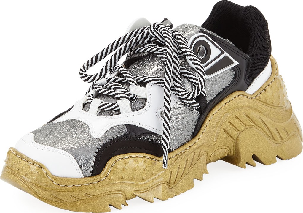 Nº21 Billy Metallic Lace-Up Runner Sneakers