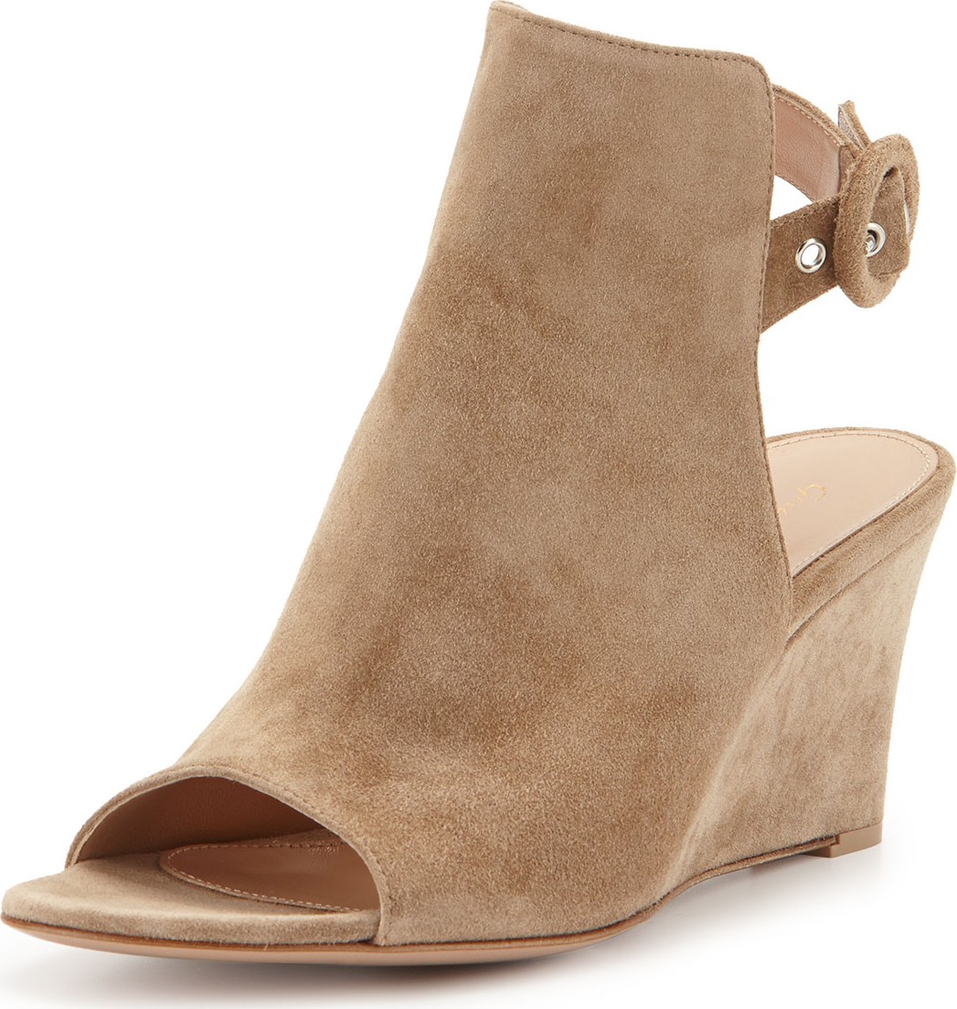 Gianvito Rossi Open-Toe Slingback Wedge Bootie