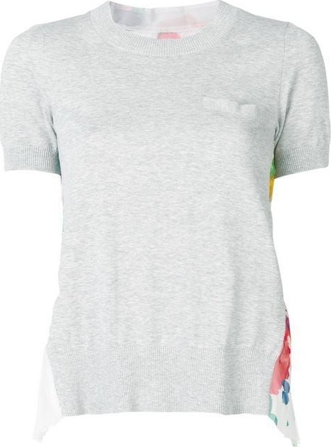 Sacai floral pleated back T-shirt