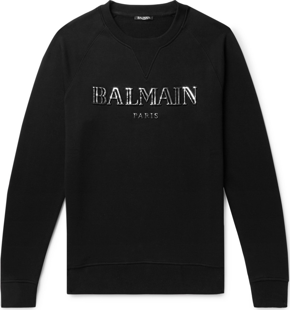 Balmain Metallic Logo-Print Loopback Cotton-Jersey Sweatshirt
