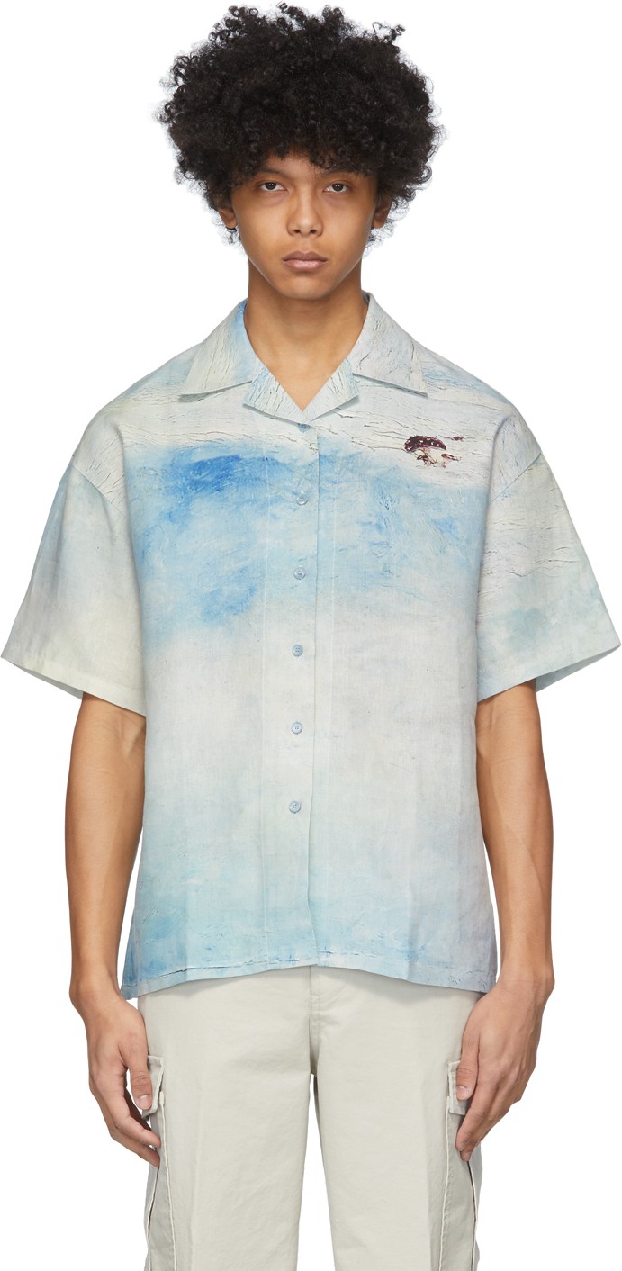 Acne Studios Blue Landscape Print Short Sleeve Shirt
