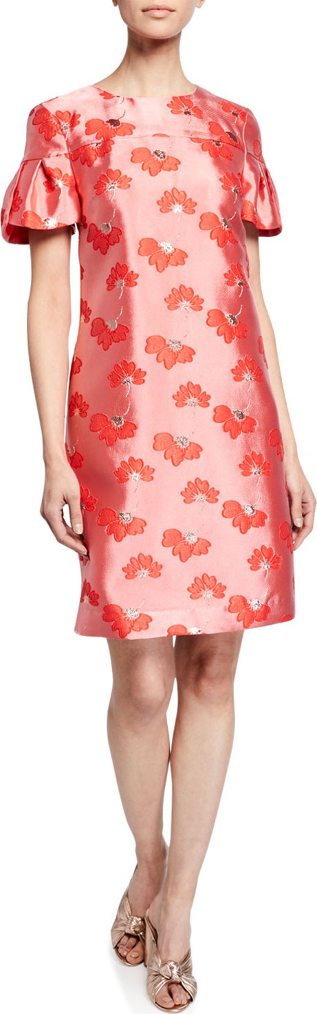 Trina Turk Jacinta Joyride Jacquard Puff-Sleeve Sheath Dress
