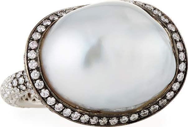 Assael Baroque Pearl & Diamond Ring