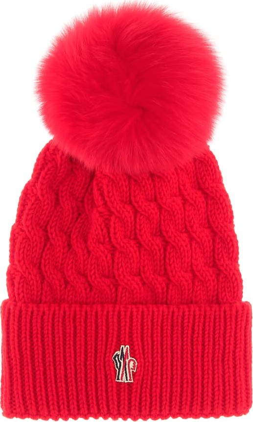 Moncler Fur-trimmed wool beanie