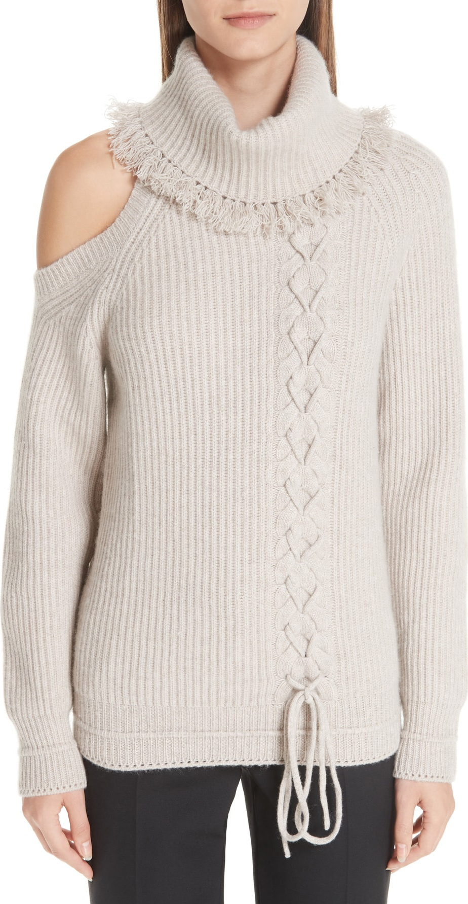 Yigal Azrouel Cable Knit Cashmere Turtleneck Sweater