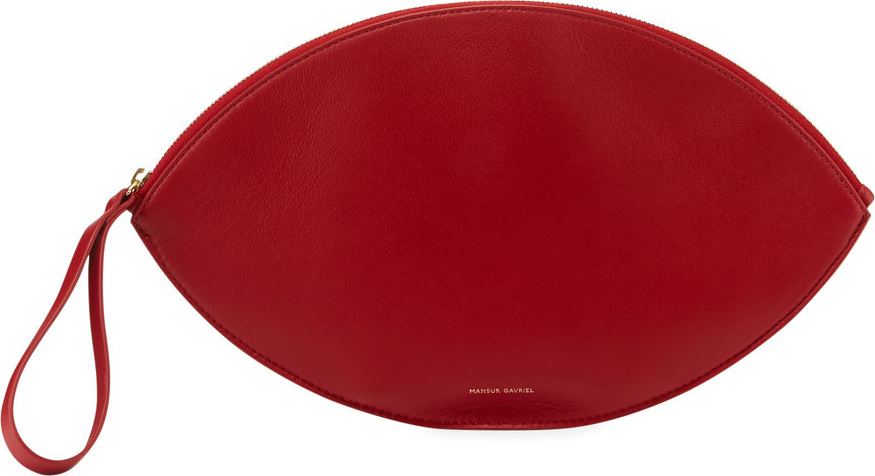 Mansur Gavriel Leather Oval Clutch Bag